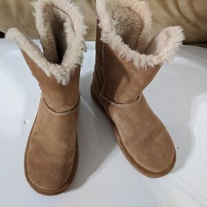 Bjorndal Joey Brown Tan Leather and Wool Sherpa Lined Boots - size 6